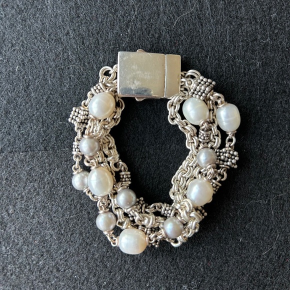 Michael Dawkins Silver and Cultured Pearls Bracelet - Picture 1 of 3